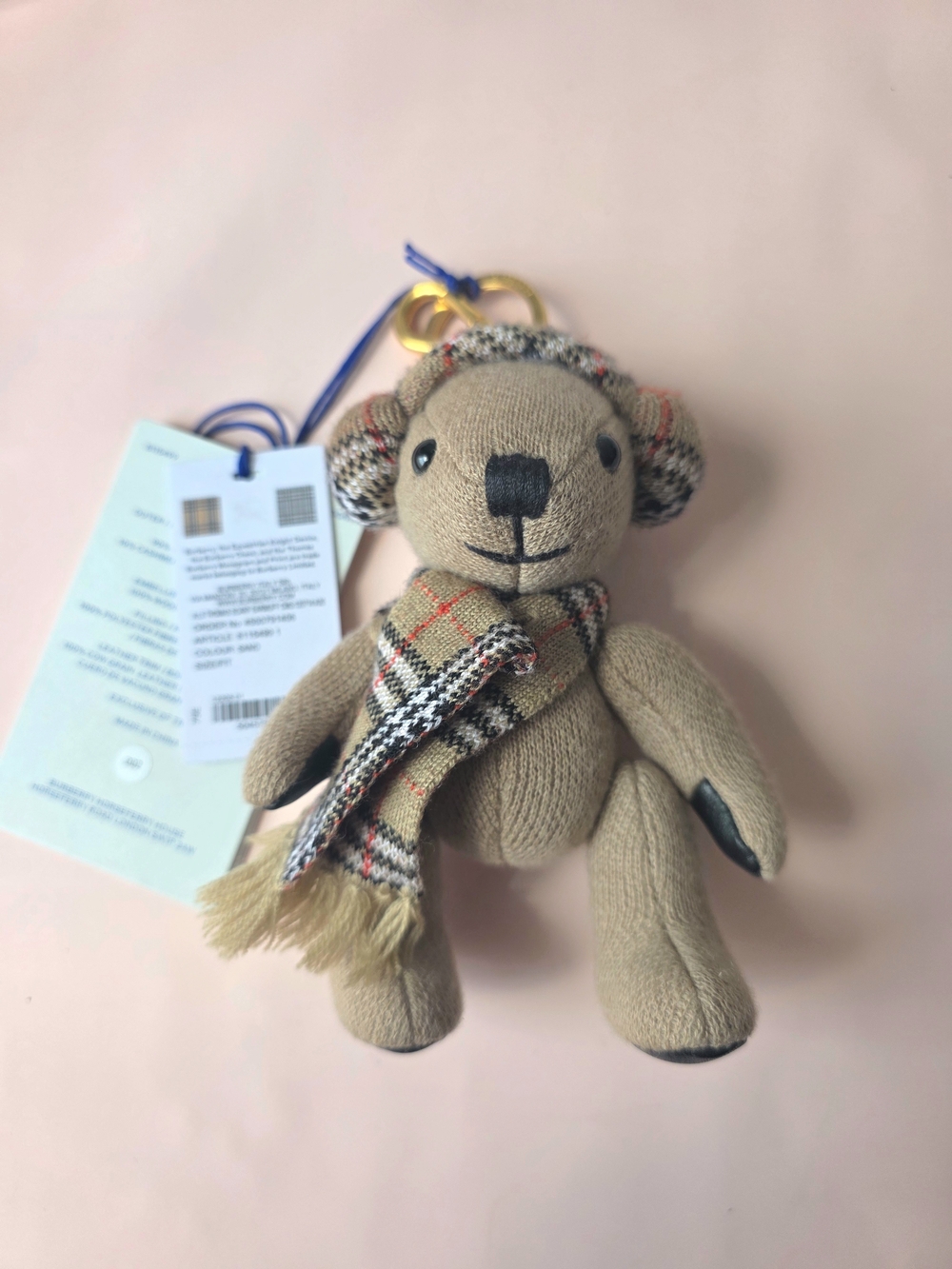 Burberry Check Thomas Bear Charm Teddy Bear Keychain Bag Accessory NWT